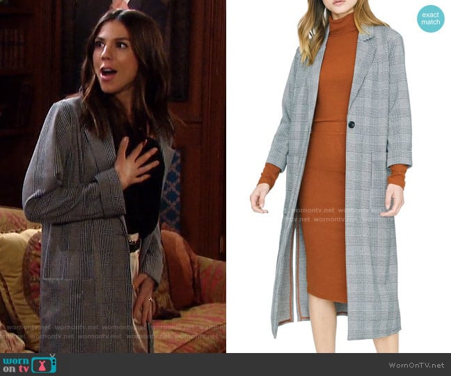Sanctuary Timeless Plaid Duster Jacket worn by Abigail Deveraux (Kate Mansi) on Days of our Lives