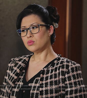 Sherri’s check tweed jacket and dress on All Rise