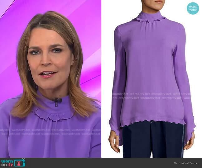 Derek Lam Silk Mockneck Top worn by Savannah Guthrie on Today