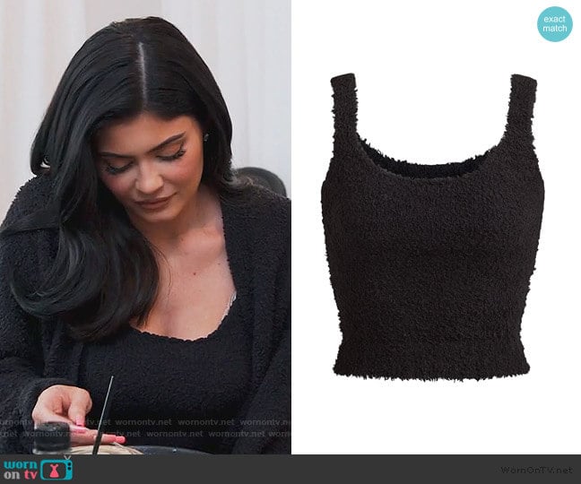 Skims Cozy Knit Tank in Onyx worn by Kylie Jenner on Keeping Up with the Kardashians