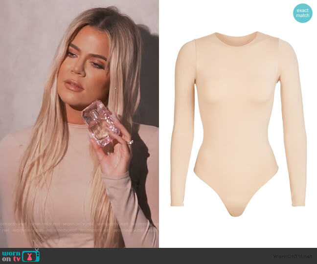 Skims Long Sleeve Crew Thong Bodysuit worn by Khloe Kardashian on Keeping Up with the Kardashians