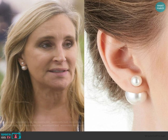 Sonja Double Pearl Stud Earrings worn by Sonja Morgan on The Real Housewives of New York City
