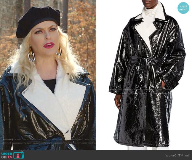 Stand Erica Patent Coat worn by Alexis Carrington (Elaine Hendrix) on Dynasty
