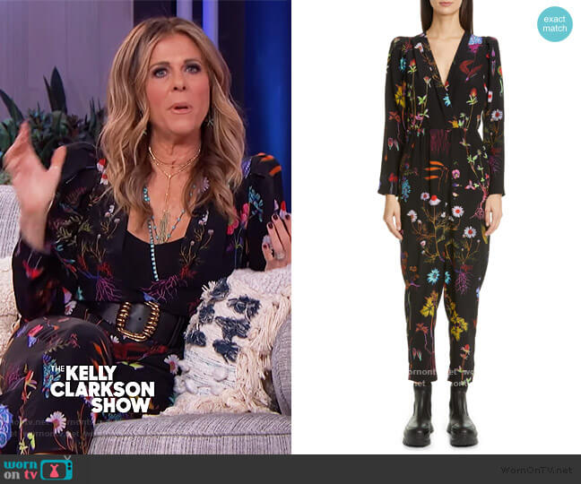 Stella McCartney Floral Print Silk Crop Jumpsuit worn by Kelly Clarkson on The Kelly Clarkson Show