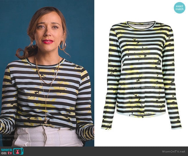 Proenza Schouler Striped Floral Splatter T-Shirt worn by Joya Barris (Rashida Jones) on BlackAF
