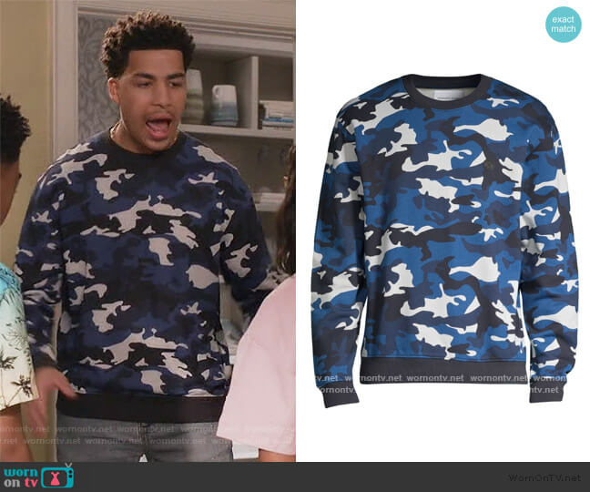 The Kooples Long-Sleeve Camo Sweatshirt worn by Andre Johnson Jr (Marcus Scribner) on Black-ish