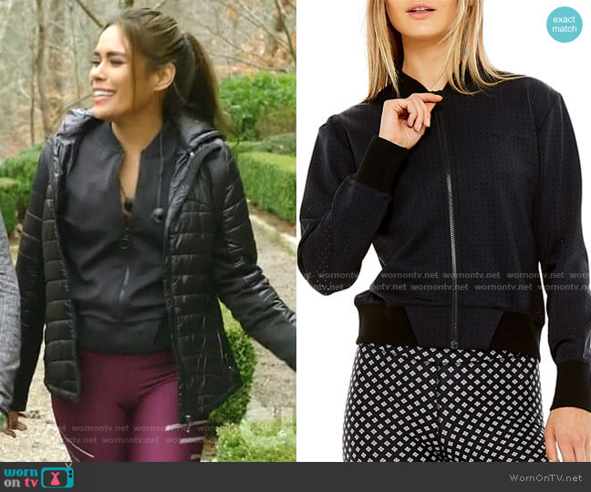The Upside Monica Perforated Bomber Jacket worn by Cristal Jennings (Daniella Alonso) on Dynasty