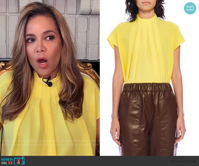 Tibi Esme Crepe Shirred High-Neck Top worn by Sunny Hostin on The View