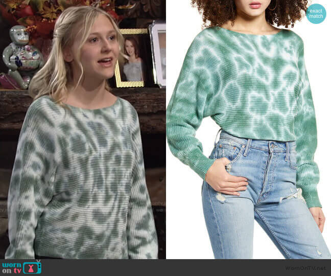 BP Tie Dye Sweater worn by Faith Newman (Alyvia Alyn Lind) on The Young and the Restless