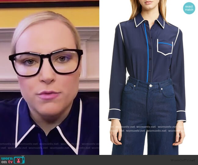 Tory Burch Contrast Binding Silk Shirt worn by Meghan McCain on The View