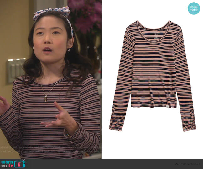 Treasure & Bond Stripe Rib Long Sleeve Shirt worn by Jen (Krista Marie Yu) on Last Man Standing