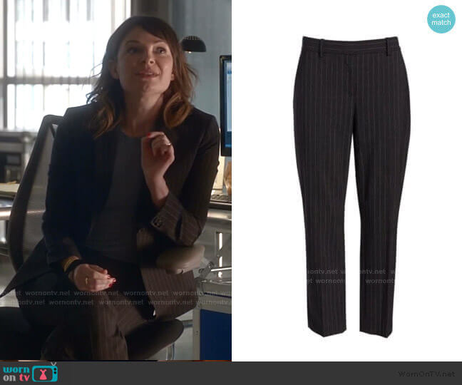 Theory Treeca Pinstripe Pants worn by Taylor Rentzel (MacKenzie Meehan) on Bull