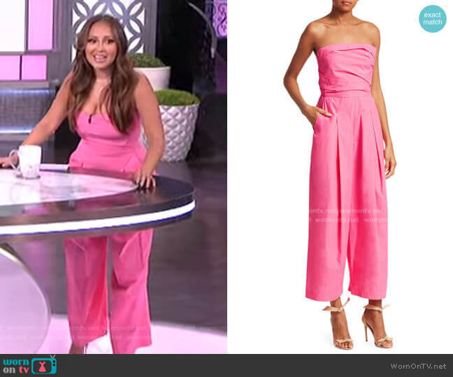 Rachel Comey Tristan Strapless Pleated Jumpsuit worn by Adrienne Houghton on The Real
