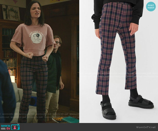Urban Outfitters Lola Plaid Kick Flare Pant in Blue Multi