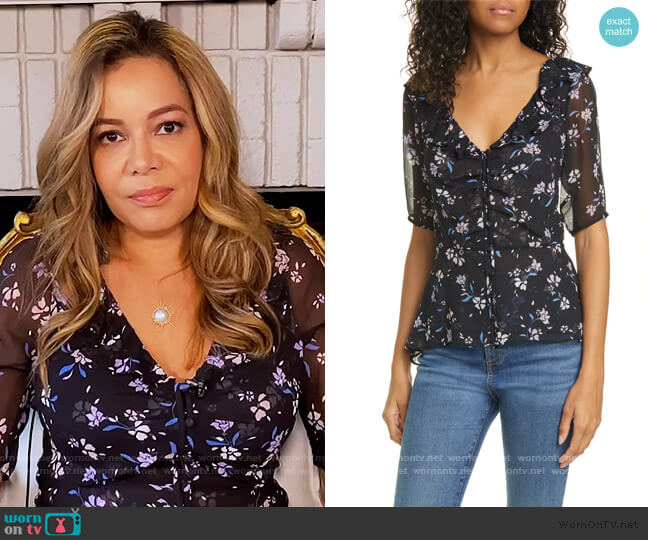 Veronica Beard Ayia Silk Chiffon Blouse worn by Sunny Hostin on The View