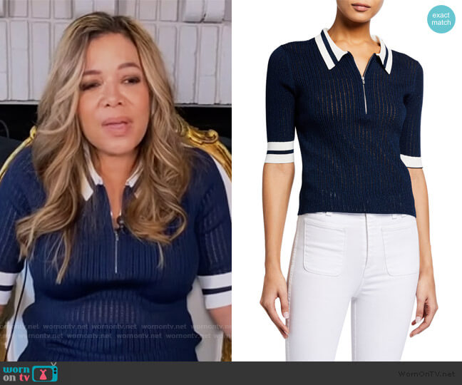 Veronica Beard Jorja Half-Zip Polo worn by Sunny Hostin on The View