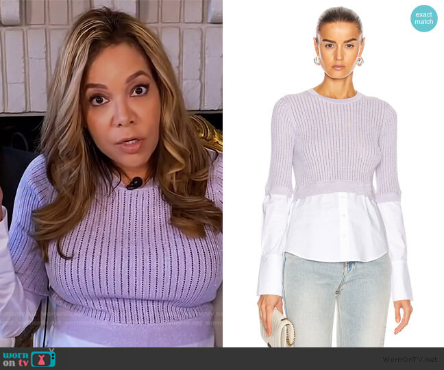 Veronica Beard Kayley Mixed Media Sweater worn by Sunny Hostin on The View