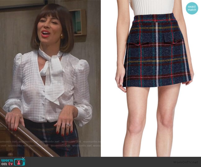 Veronica Beard Lucky Check Skirt worn by Elizabeth (Natasha Leggero) on Broke