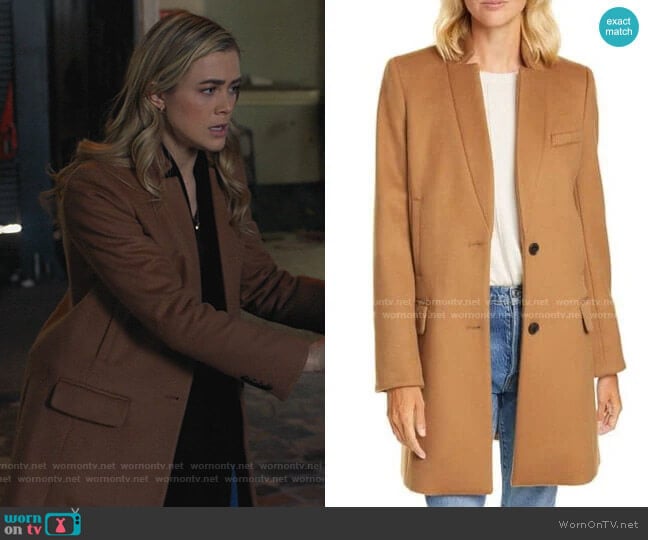 Veronica Beard Wool Blend Car Coat worn by Michaela Stone (Melissa Roxburgh) on Manifest