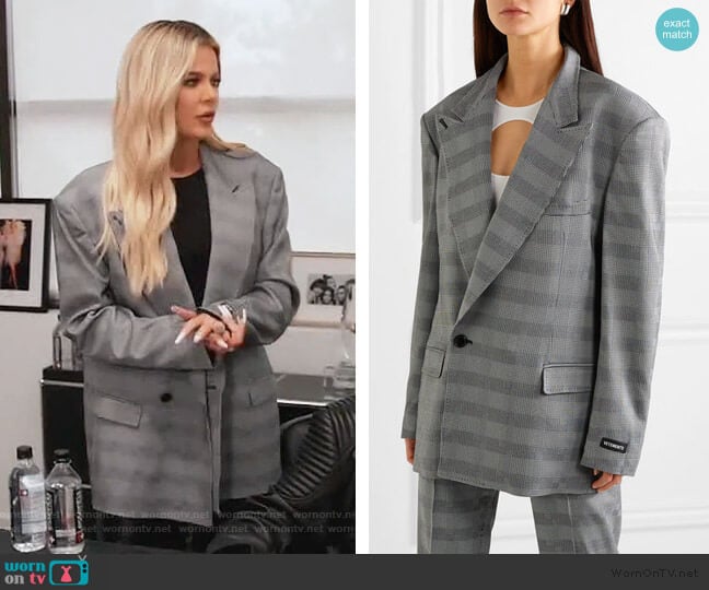 Vetemens Oversized Prince of Wales Blazer worn by Khloe Kardashian on Keeping Up with the Kardashians