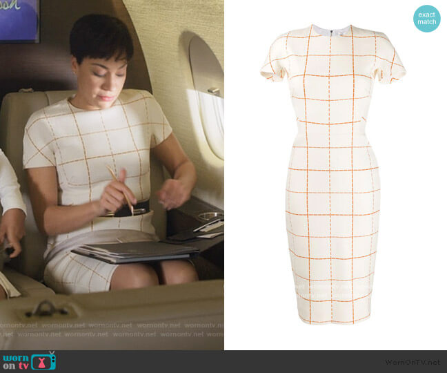 Victoria Beckham Checked Midi Dress worn by Lucca Quinn (Cush Jumbo) on The Good Fight