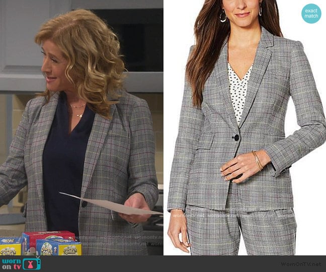 Vince Camuto Colorful Glen Plaid Blazer worn by Vanessa Baxter (Nancy Travis) on Last Man Standing