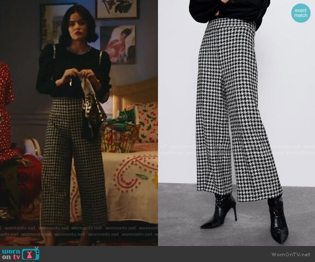 Zara Houndstooth Pants worn by Katy Keene (Lucy Hale) on Katy Keene