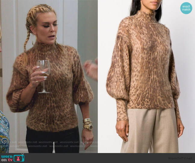 Zimmermann Leopard Print Sweater worn by Tinsley Mortimer on The Real Housewives of New York City