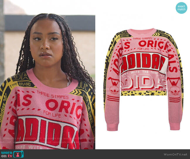 Adidas Logo Intarsia Cropped Jumper worn by Chloe Barris (Genneya Walton) on BlackAF