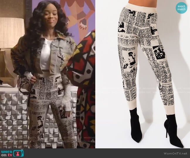 Akira Label Head Lines Print Jogger Pant worn by Tiana Brown (Serayah McNeill) on Empire