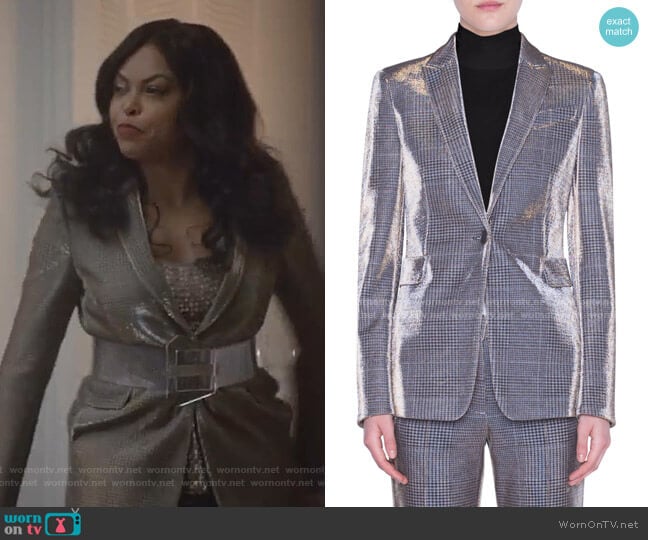 Akris punto Metallic Glen Check Jacket worn by Cookie Lyon (Taraji P. Henson) on Empire