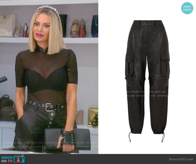 Alexander Wang Convertible Leather Cargo Pants worn by Dorit Kemsley on The Real Housewives of Beverly Hills