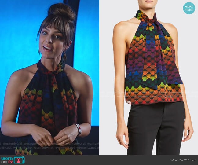Alice + Olivia Leia Tie-Neck Halter Top worn by Zari Tomaz (Tala Ashe) on Legends of Tomorrow