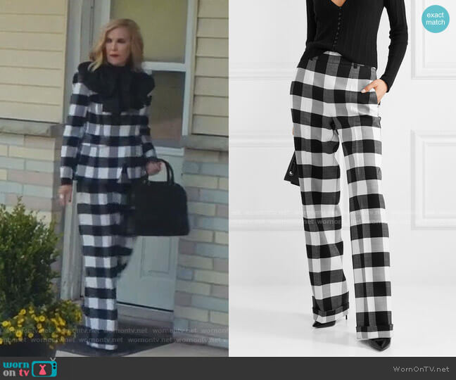 Altuzarra Gabi Gingham Pants worn by Moira Rose (Catherine O'Hara) on Schitts Creek