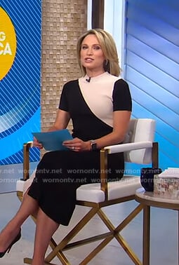 Amy’s black and white colorblock dress on Good Morning America