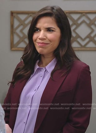 Amy’s lilac button down blouse on Superstore