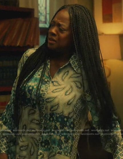 Annalise’s blue paisley print blouse on How to Get Away with Murder