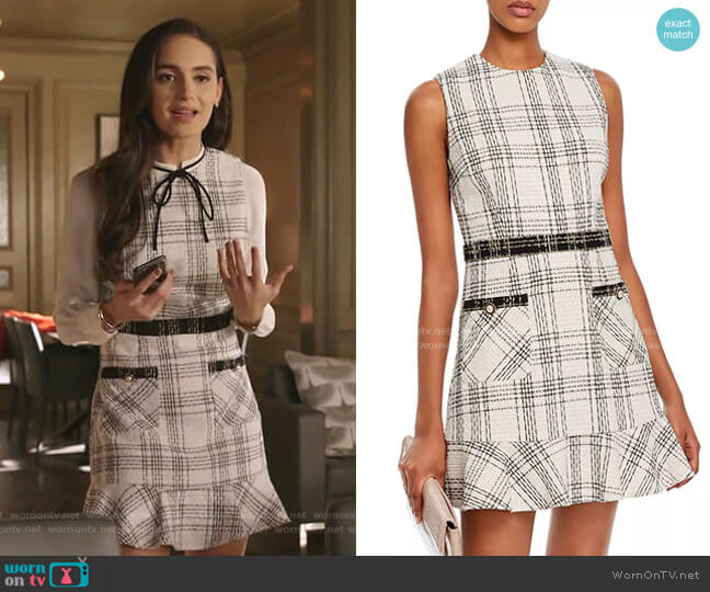 Aqua Plaid Tweed Dress