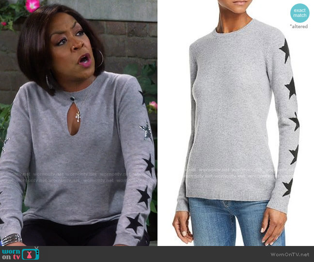 Aqua Star-Sleeve Cashmere Sweater worn by Tina Butler (Tichina Arnold) on The Neighborhood