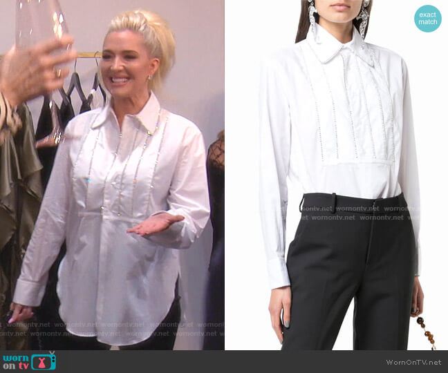 Area Crystal Embellished Shirt worn by Erika Jayne on The Real Housewives of Beverly Hills