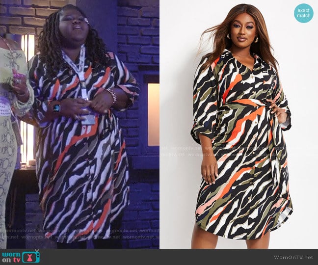Ashley Stewart Zebra Belted Knit Shirtdress worn by Becky (Gabourey Sidibe) on Empire