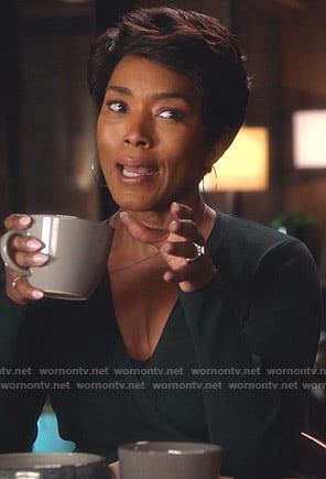 Athena’s green wrap sweater on 9-1-1