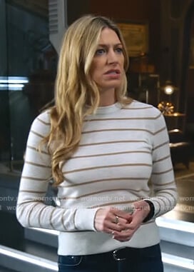 Ava’s white striped sweater on Legends of Tomorrow