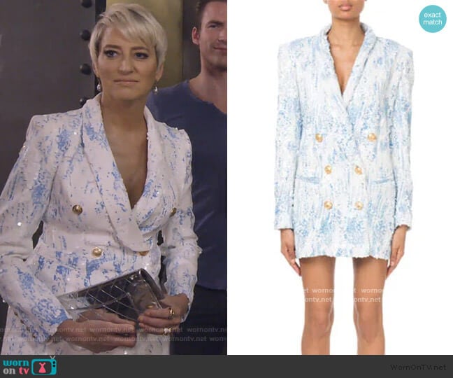 Balmain Degrade Sequin 6-Button Jacket Dress worn by Dorinda Medley on The Real Housewives of New York City