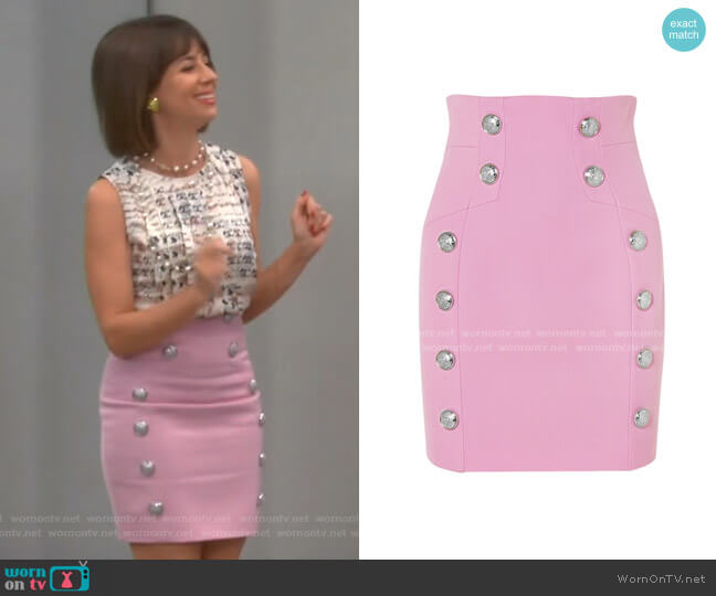 Balmain Button Embellished Mini Skirt worn by Elizabeth (Natasha Leggero) on Broke