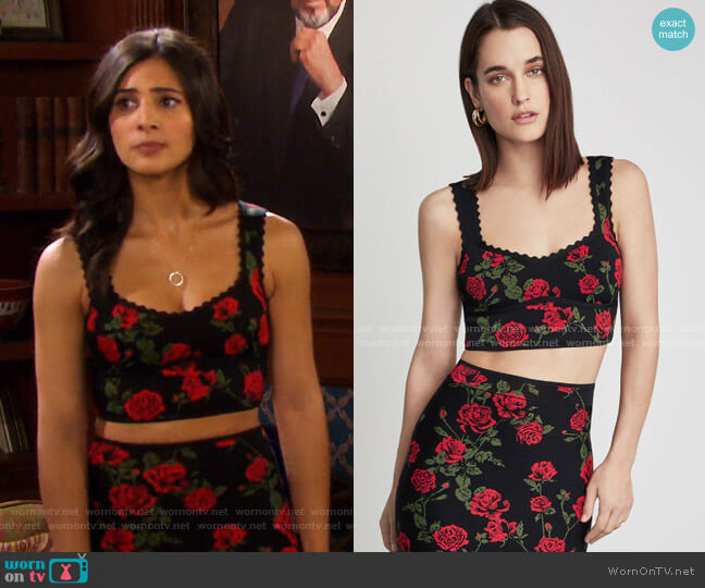 Bcbgmaxazria La Rosa Cropped Top worn by Gabi Hernandez (Camila Banus) on Days of our Lives