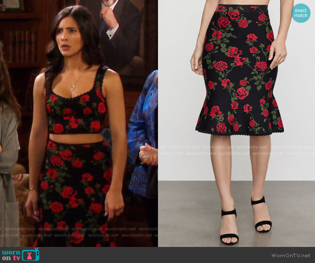 Bcbgmaxazria La Rosa Flared Pencil Skirt worn by Gabi Hernandez (Camila Banus) on Days of our Lives