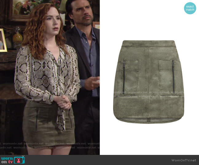 Bcbgmaxazria Patch Pocket Faux Suede Skirt worn by Mariah Copeland (Camryn Grimes) on The Young and the Restless