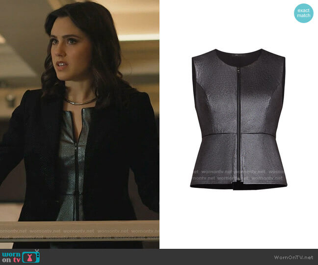 Bcbgmaxazria Faux Suede Peplum Top worn by Abigael Jameson-Caine (Poppy Drayton) on Charmed