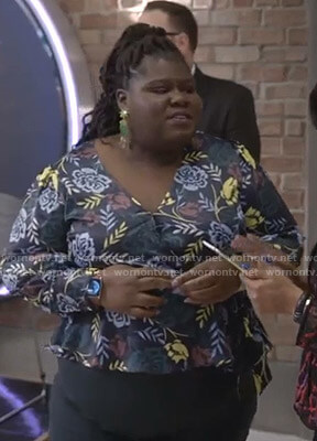 Becky’s navy floral wrap blouse on Empire